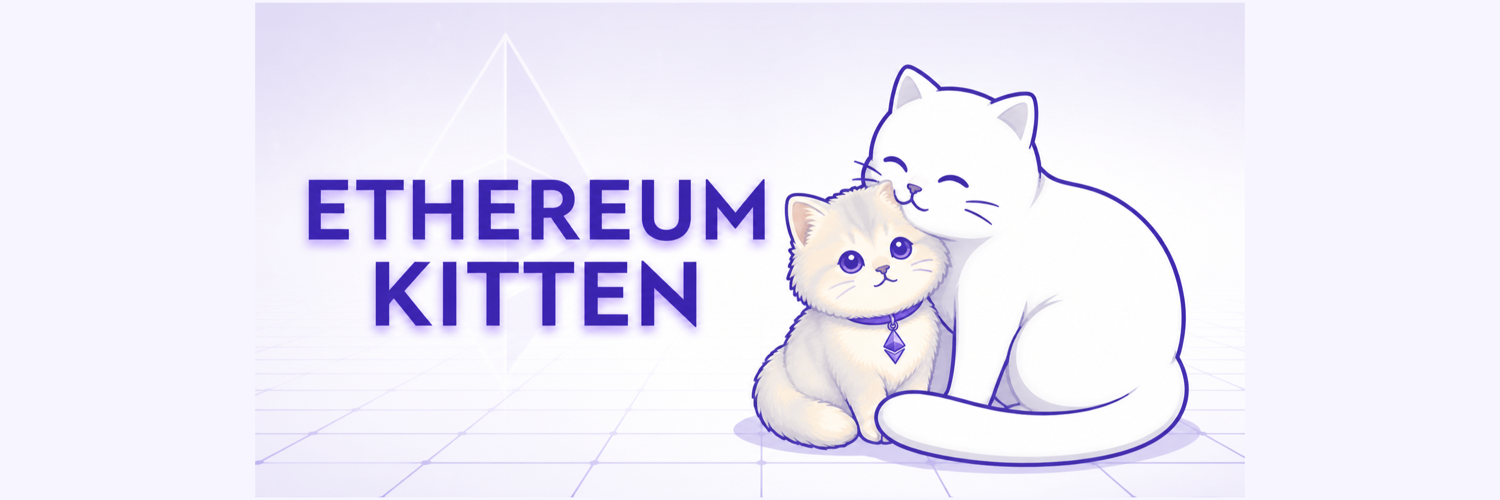 An adult white cat affectionately nuzzling a fluffy Ethereum kitten